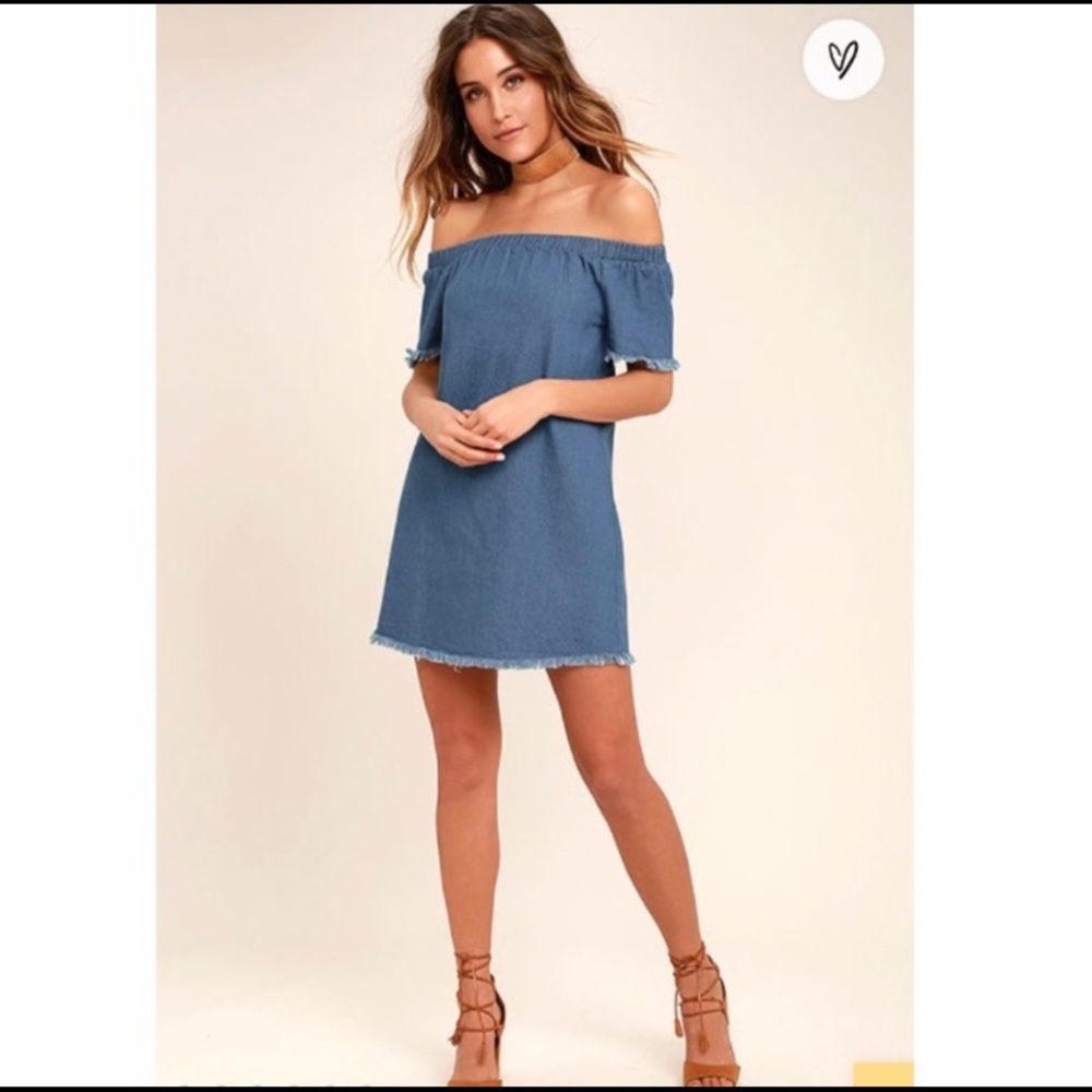 Lulu’s Chambray Off the Shoulder Dress